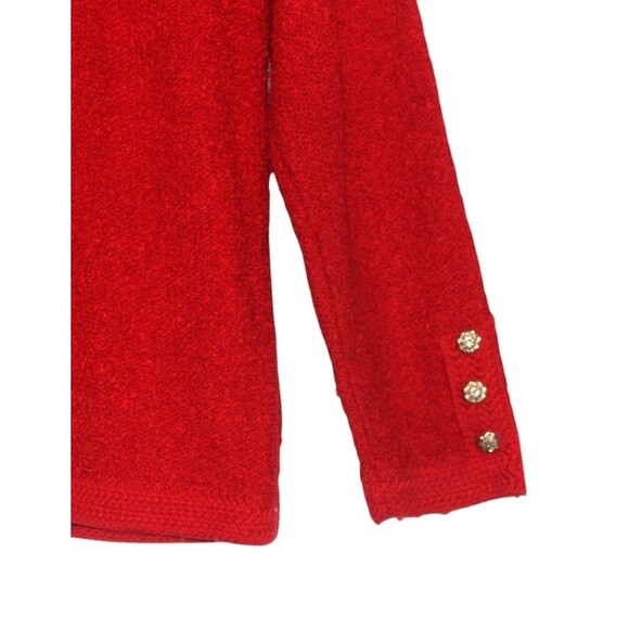 Vintage Rochelle Boucle Jacket Red w/ Gold Buttons Shoulder Pads Size M - Picture 6 of 8
